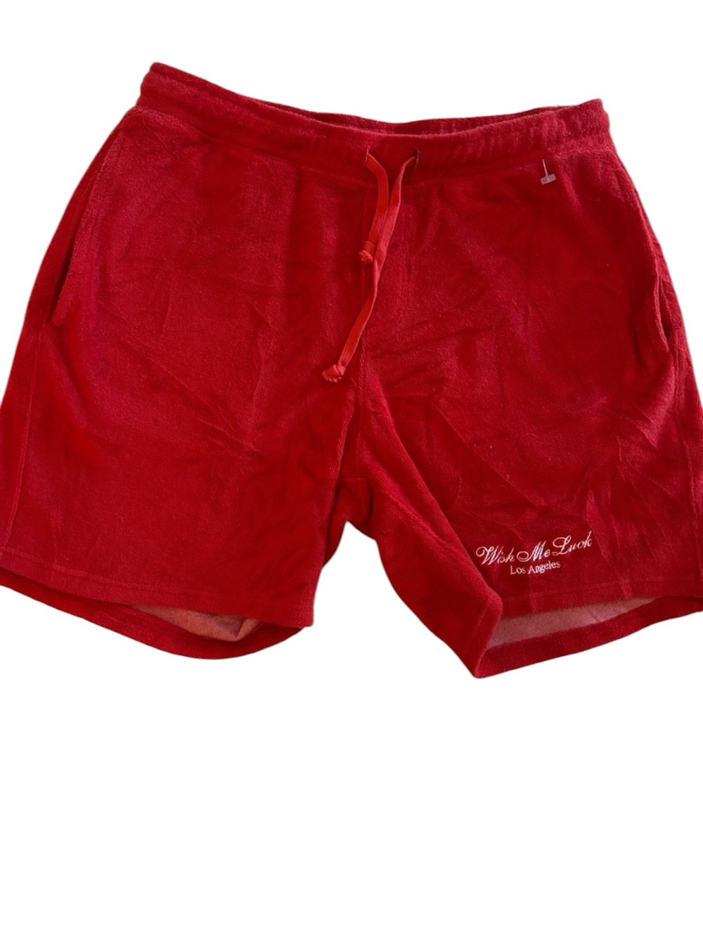 Wish Me Luck Los Angeles Red Terry Cloth Shorts size small